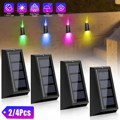 2/4pcs Solar RGB Colorful Wall Lights Outdoor Waterproof LED Fence Stairs Lamp • $25.48