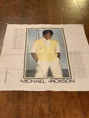 MICHAEL JACKSON 22.5  X 22.5  Fabric Poster Tapestry Flag Wall Hanging Vtg 1983 • $15.29