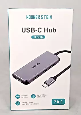 KONNEK USB C Hub 7 In 1 Micro SD Slot + 4K HDMI + 3 USB A + Power Charging Port • $14.99