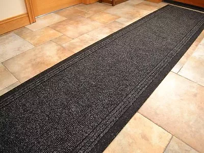 £33 • Buy Black Heavy Duty Non-Slip Rubber Backed Hall Runners Extra Long Narrow Rug Cheap