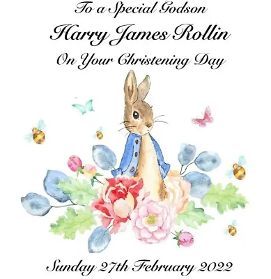 Personalised Peter Rabbit Christening Day Card -Grandson Godson Goddaughter... • £3.39