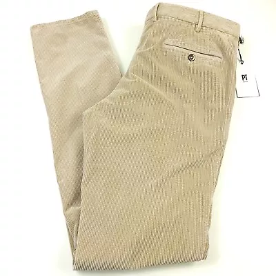 $425 PT Torino Tan Delave Corduroy Pants Mens Size (Italy 56) US 40 X 36 Slim • $149.96