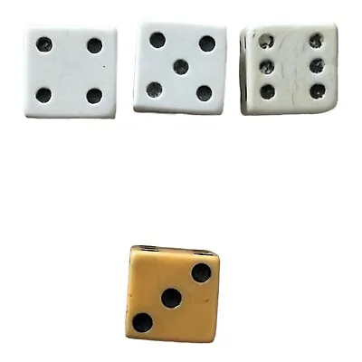 Vintage Small Size 1/2” (3) White Dice And (1) Butterscotch Bakelite Dice • $10