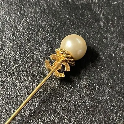 $189 • Buy CHANEL Coco Mark Pin Brooch Pearl X Gold Women's Vintage Auth Used