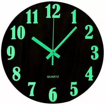 £18.10 • Buy Topkey 12 Inch Luminous Wall Clock Silent Wooden Design Night Lights Round   