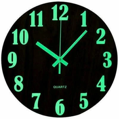 £18.10 • Buy Topkey 12 Inch Luminous Wall Clock Silent Wooden Design Night Lights Round   