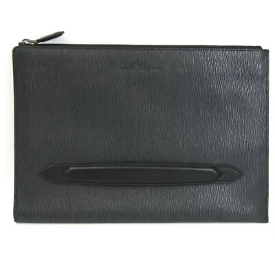 Salvatore Ferragamo Men’s Leather Clutch Bag Dark Grey 100% Authentic FZ24-0480 • $114.99