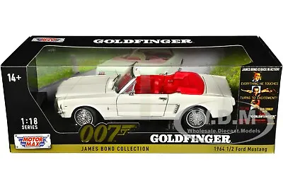 1964 1/2 Ford Mustang White 007 Bond Goldfinger 1/18 Diecast By Motormax 79833 • $52.99