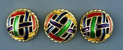 Large Colorful Metal Buttons - Set Of 3 • $9