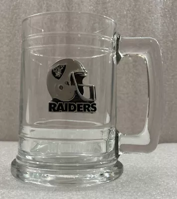 NFL Oakland/Las Angeles Raiders Clear Glass Mug 5.25 H • $15.99