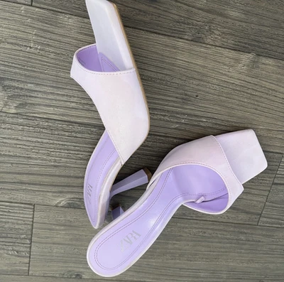 $24.90 • Buy Zara SQUARE Toe HEELED SANDALS Mauve Size 35 (us5-6)