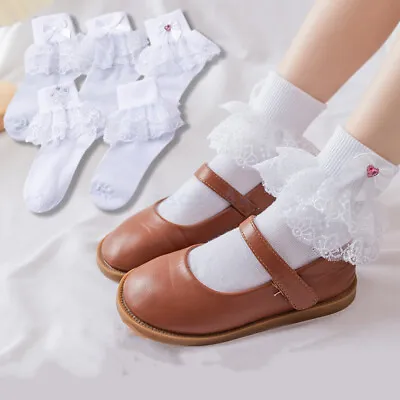 Girls/ladies/baby White Ankle Frilly Lace Socks 1/2/3 Pairs Womens Frill Socks • $15.37