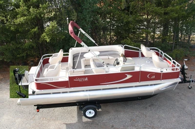 $23999 • Buy Factory Direct 20 Grand Island Pontoon Boat With Minnkota Edrive And Trailer