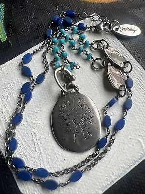 Jes Maharry Necklace Grow Strong Sterling Lapis Turquoise  • $675