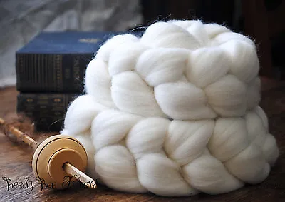 DOMESTIC MERINO Natural Ecru Undyed Combed Top Wool Roving Spinning Felting 4oz • $9.50