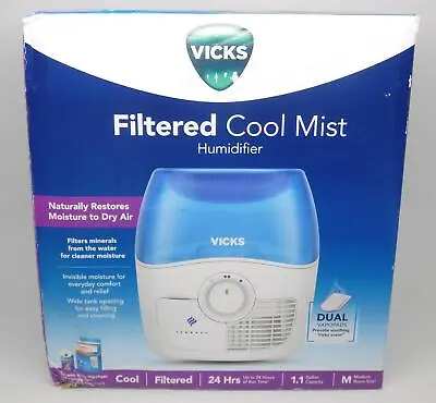 VICKS Filtered Cool Mist Humidifier 1.1 Gallon Medium Room Capacity VEV400V2 • $30.66