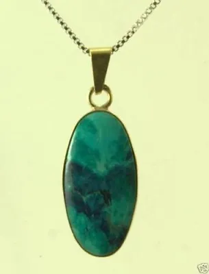 Eilat Stone & 14k Gold Pendant + Sterling Necklace ! High Quality Jewelry • $156