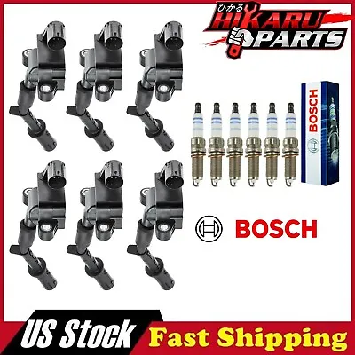 6x BOSCH Spark Plug & 6x Ignition Coil For Mercedes-Benz W166 ML350 12-15 • $372.67