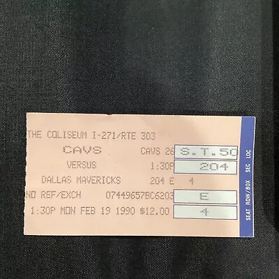 1990 Feb 19 Cleveland Cavs Dallas Mavericks NBA Basketball Coliseum Ticket  • $9.99