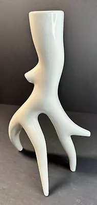 Torre & Tagus Vase White Minimalist Modern Deco Ceramic Contemporary 3-Legged • $12.50