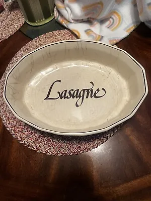 Vintage McCoy Pottery  7072  Lasagne Dish Creme W/ Brown Accents Oven Proof USA • $19.99