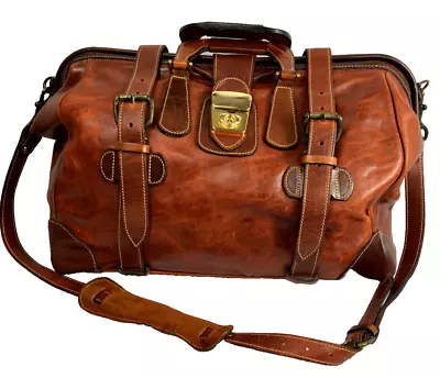 Vintage Made In USA Holland Brothers Mulholland Safari Leather Duffel Bag Bros • $595