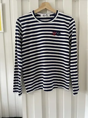 £14.99 • Buy Women’s Play Comme Des Garçons Breton Stripe T Shirt Size Large