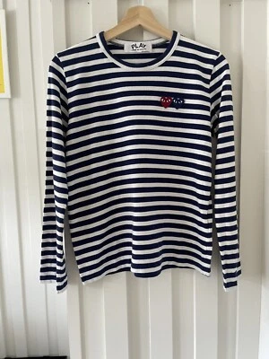 £14.99 • Buy Women’s Play Comme Des Garçons Breton Stripe T Shirt Size Large
