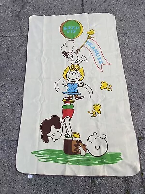 Vintage Peanuts Snoppy Throw Blanket Charles Schultz 74X43 Great  Condition 60’s • $44.95