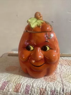 COOKIE JAR ~~  Pumpkin   Anthropomorphic Pumpkin  Smiling  Halloween • $65
