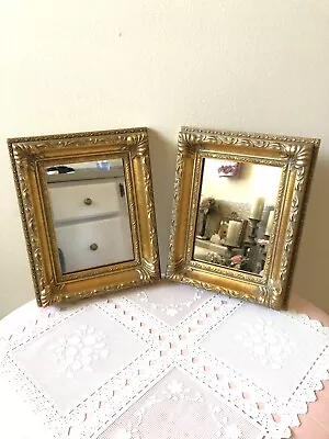 Pair Matching Vintage Rectangle Ornate Gold Florentine Style Wall Accent Mirrors • $74.99