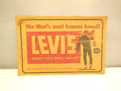 Nos Vintage 1958 Levi's Unused Decal For Inside Store Front Window • $75