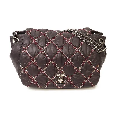 CHANEL Quilted CC SHW Chain Shoulder Bag Nylon Purple • $1784