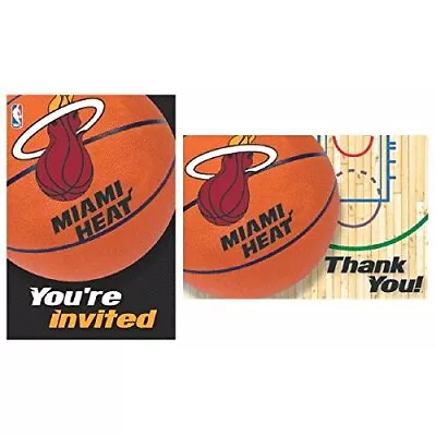 Pack Of 8 Miami Heat NBA Party Invitation And Thank You Cards Paper 3  X 5  • $1.99