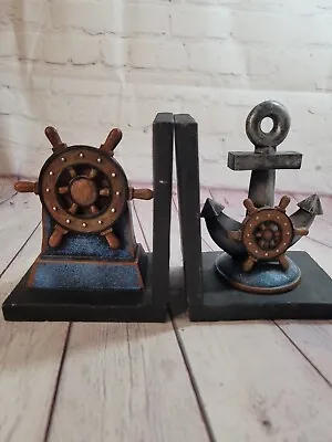 Nautical Ship Boat Archor And Helm Book Ends • $44.33