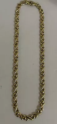 Italian 14K Yellow Gold X & O Chain 16.5” & 13 GR Necklace Polished Italy # 6444 • $1059.95