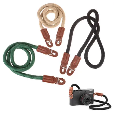 1Pc Cotton Rope Camera Neck Strap Vintage Shoulder Strap Leather Wrist Lan__- • $7.74