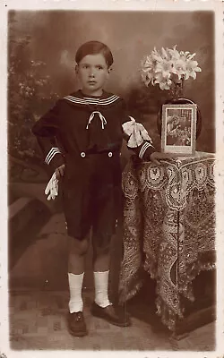 Vintage RPPC Young Boy Sailor Outfit Jesus Picture Religious Photo Postcard • $9.99