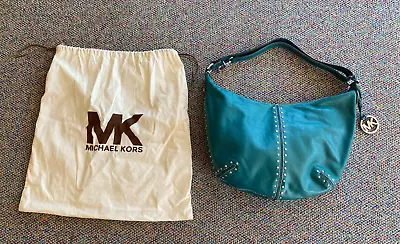 Michael Kors Astor Studded Leather Hobo Shoulder Bag Purse Turquoise Blue Y2K • $69.99