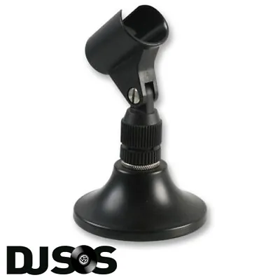 PULSE PLS00074 Mini Microphone Desk Stand & Mic Holder/Clip Heavy Base H125mm PA • £13.87