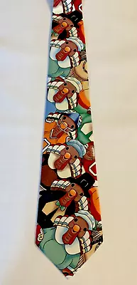 New Mens Thanksgiving Turkey Bowl Football Cotton Necktie Pilgrims Turkeys Rare • $19.95