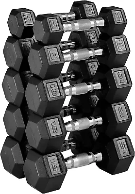 Dumbbell Set Rubber Encased Hex Dumbbell Free Weights Dumbbells Set Home Weight  • $237.99