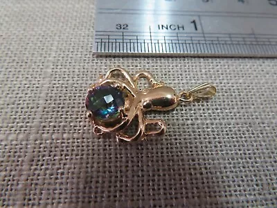 14K Solid Yellow Gold Mystic Topaz Charm Pendant - 2.47 Grams • $139