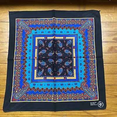 Vintage Made In USA Colorful Paisley And Floral Bandana Scarf Handkerchief 21x21 • $12