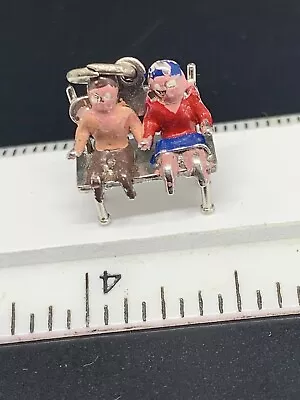 Vintage Sterling Silver Charm Enamel Couple On Park Bench • $9.95