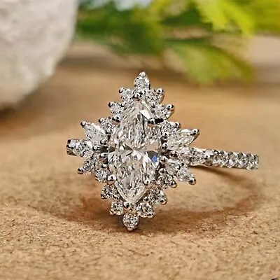 Vintage Style Marquise Simulated Diamond Engagement Wedding Ring 14K Gold Finish • $111.72