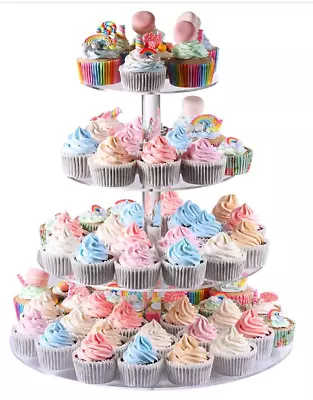 Cupcake Stand 4-Tier Round Acrylic Cupcake Display Stand Dessert Tower Pastry  • $25.99