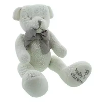 Bambino Knitted Cotton Bear - Babys 1st Christmas First Boy Girl New Born Gift • £17.45