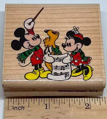 Rubber Stampede Disney CHRISTMAS Carolers Wood Rubber Stamp Mickey Mouse USED • $19.95