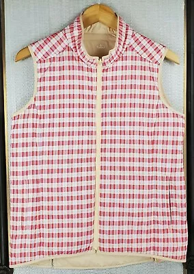 PETER MILLAR Size Medium Womens Red Plaid Reversible Full Zip Vest Golf Gilet • $95